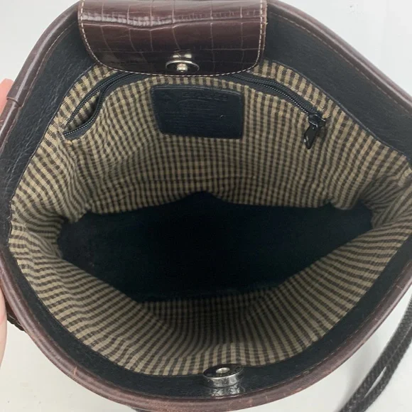 Vintage Brighton Leather braided Double strap shoulder bag black Brown Silver - Picture 8 of 17